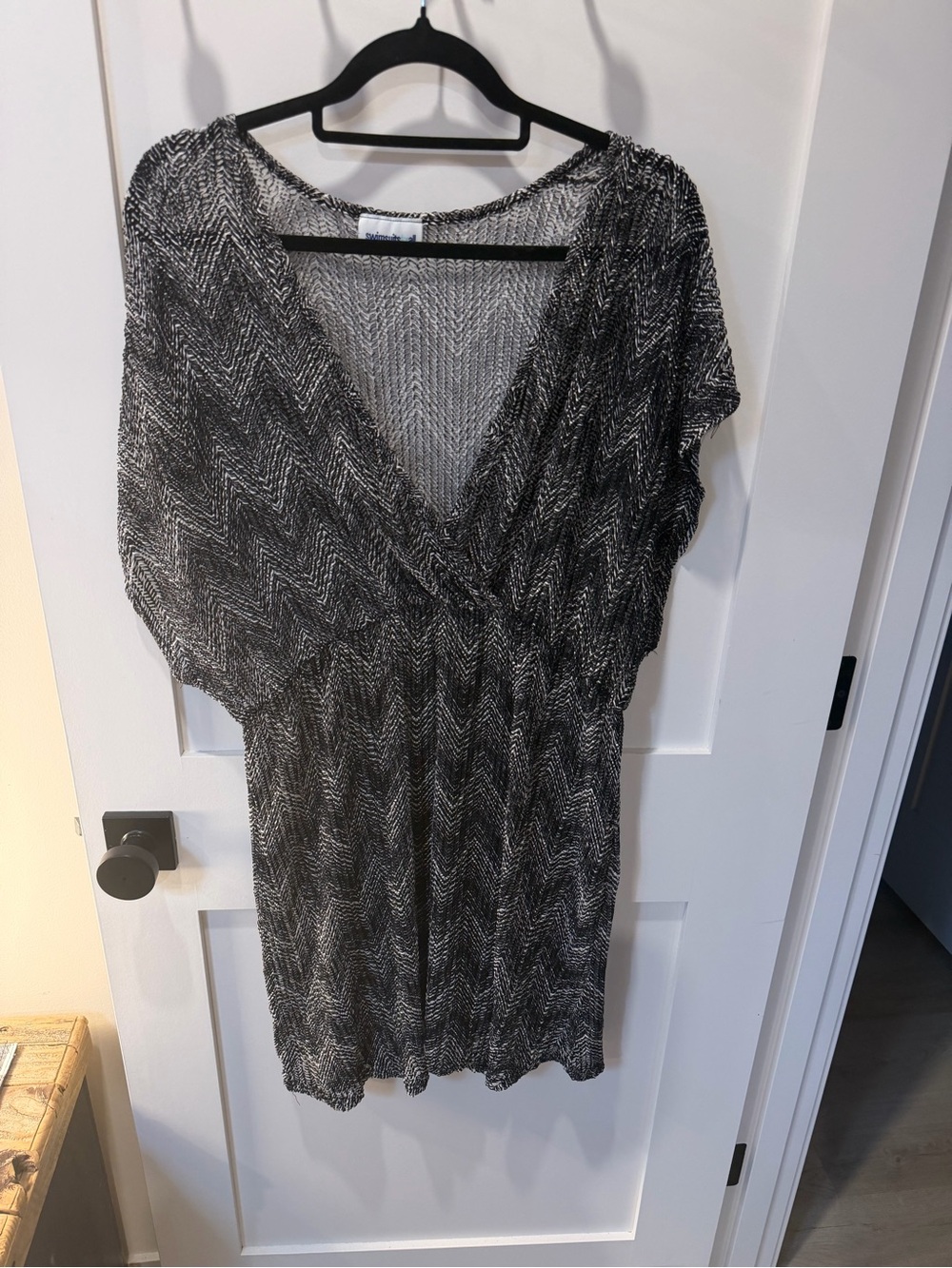 Swimsuits For All Black and White Chevron Swim Coverup Dress